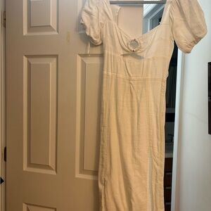 l*space White Puff Sleeve Maxi Dress with Front Ring
